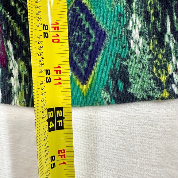 Jones New York Signature Petite Large Boho Printed Cardigan Sweater Green Purple - Picture 9 of 10